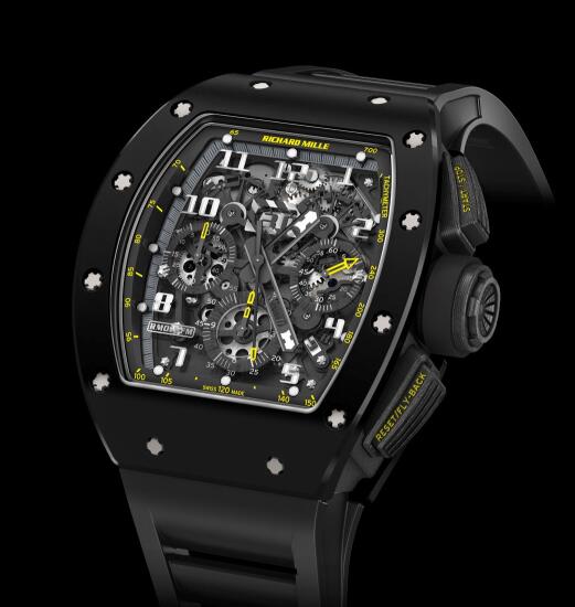 Richard Mille Replica Watch RM 011 Black Ceramic Yellow Flash 511.46BK.91-1